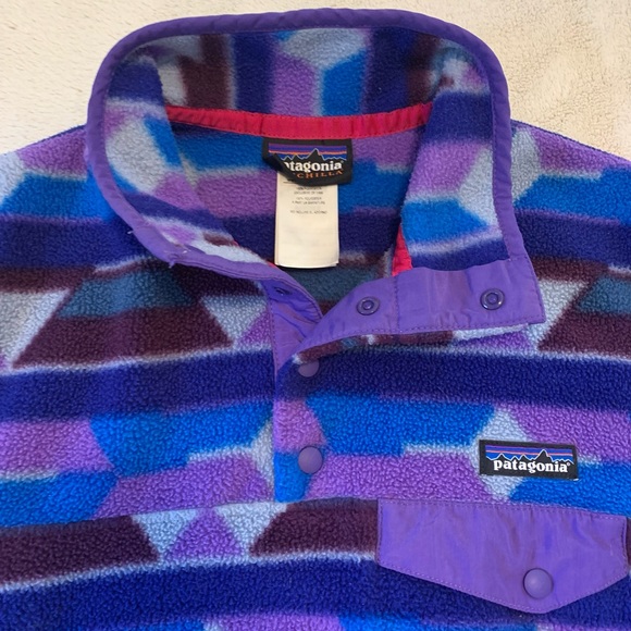 Patagonia Lightweight Synchilla Snap-T Fleece Pullover Purple Blue Aztec print - Picture 11 of 17